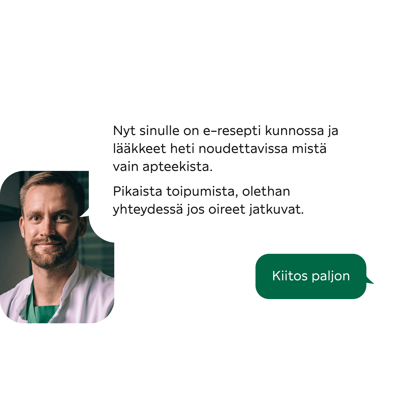 Kuvakaappaus keskustelusta Digiklinikalla lääkärin kanssa