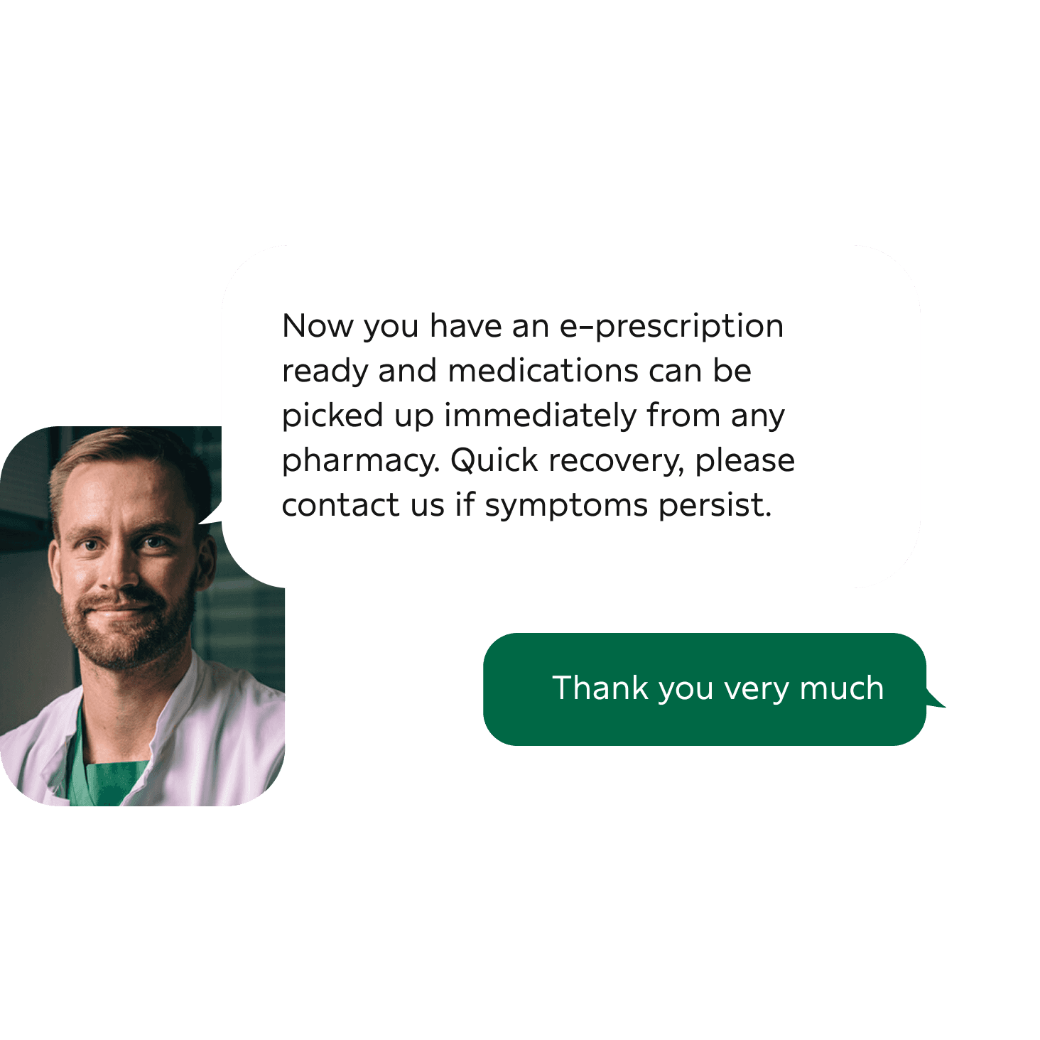 A screenshot of a conversation with a doctor at the Digital Clinic