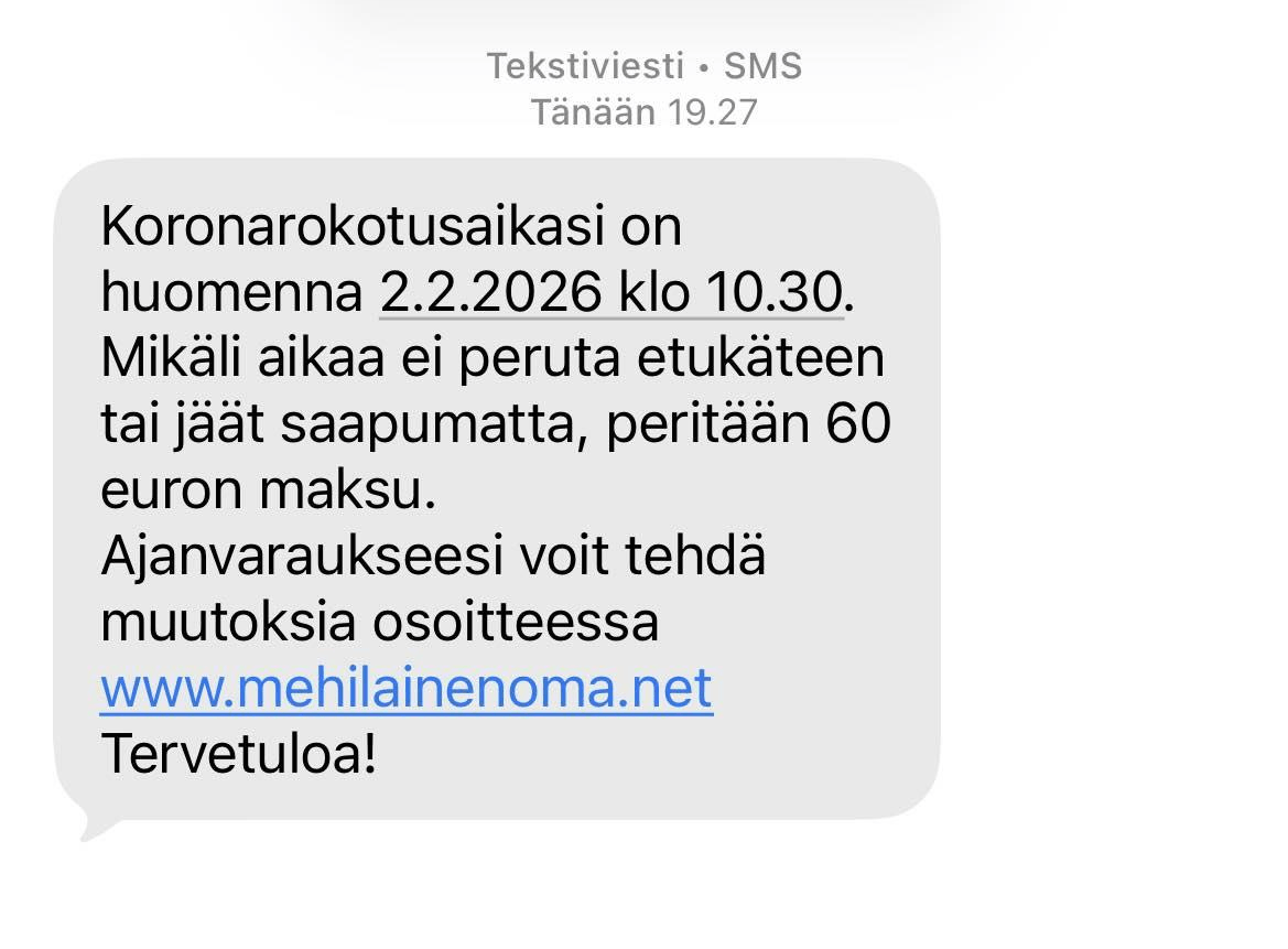 Näytönkaappaus huijausviestistä