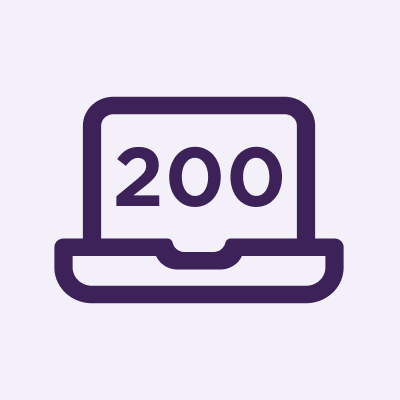 Läppäri, jossa näytöllä numero 200.